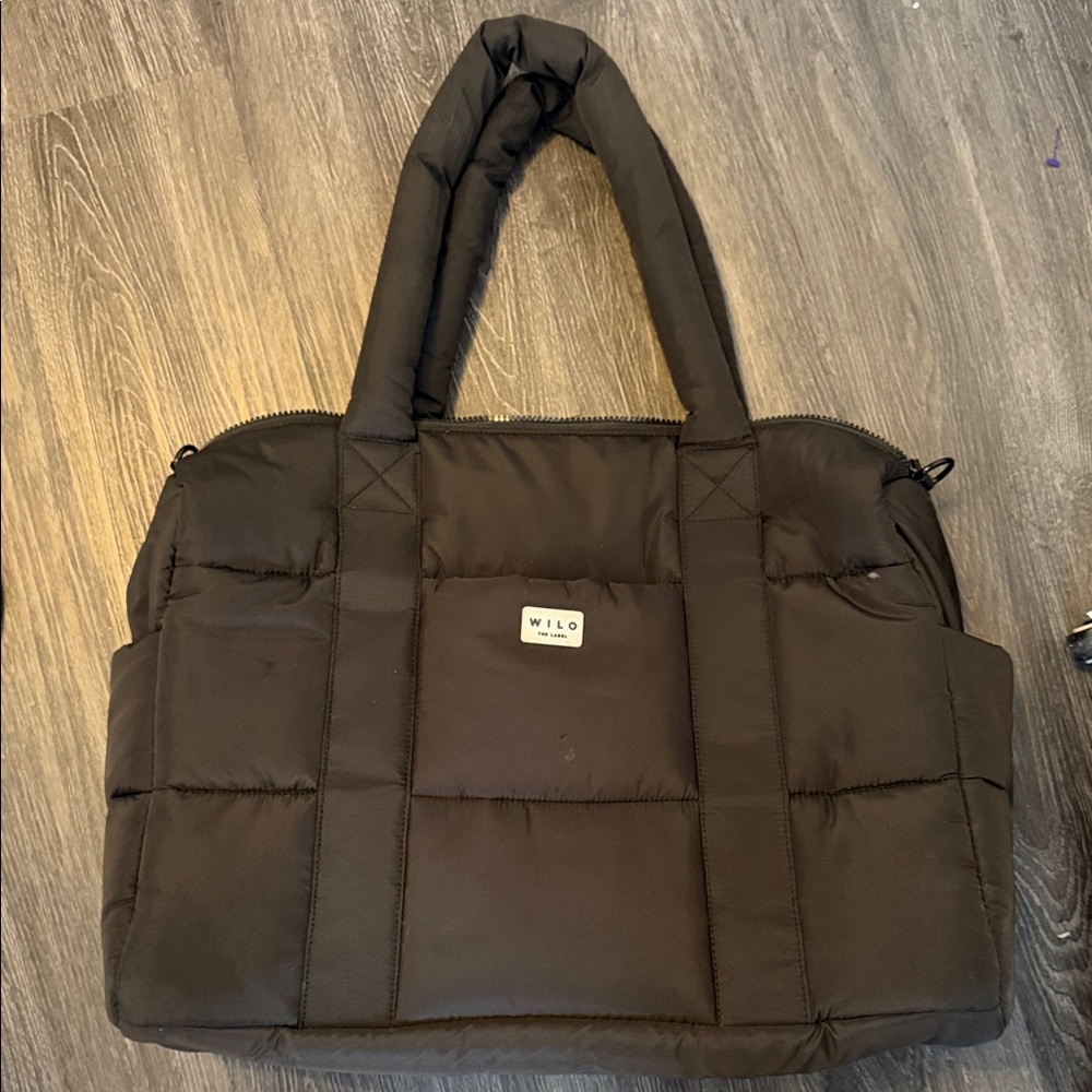 Wilo Black Quilted Laptop Bag for Men